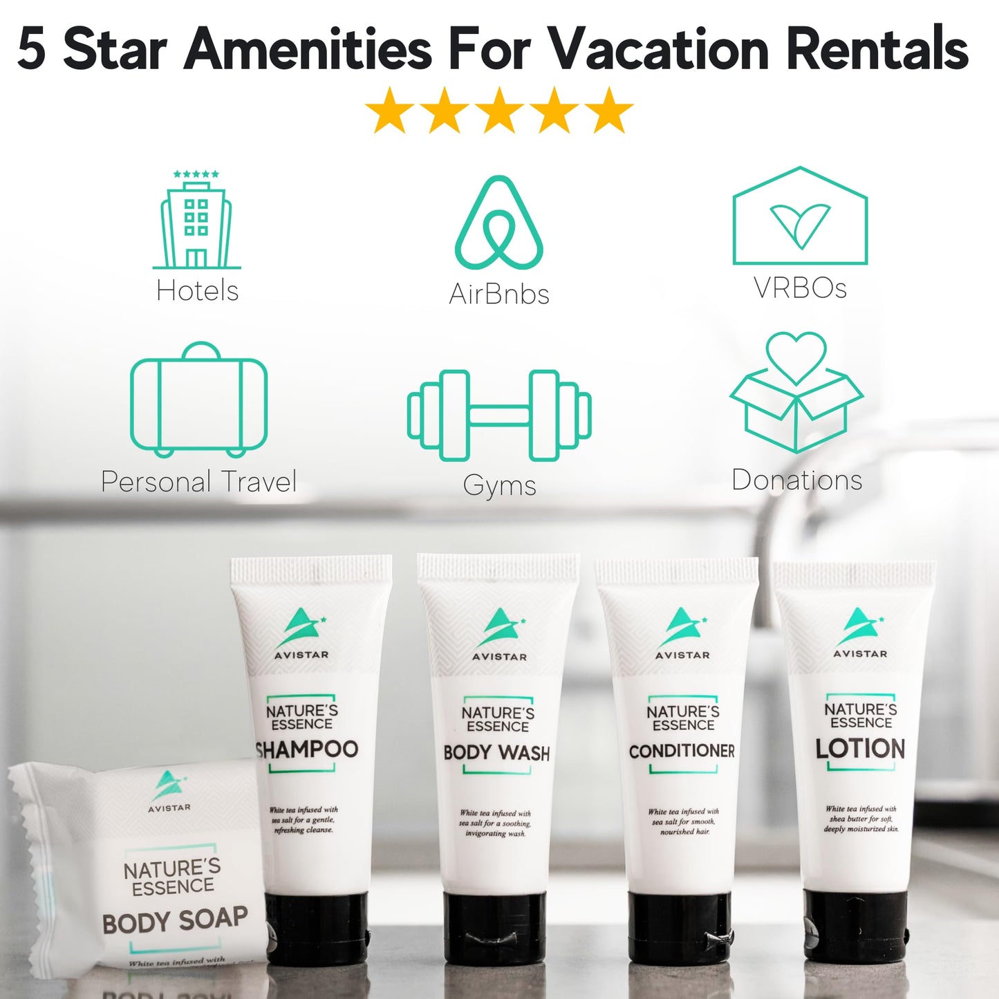 90 Piece Hotel Soap & Bulk Toiletries - Travel Essentials for BnB Hosts & Guests - Hotel Shampoo & Conditioner Supplies for Guests, Hotel Toiletries