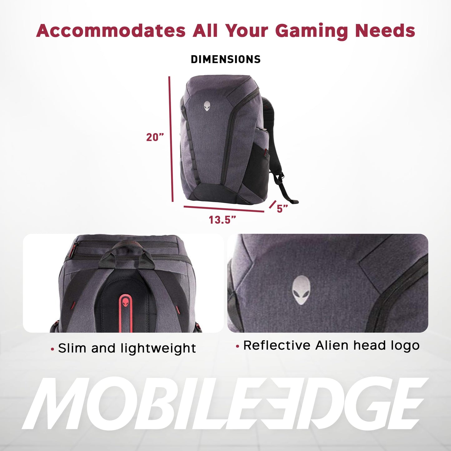Mobile Edge Elite 28L Backpack, Specifically Designed for Alienware m15 m17 Gaming Laptops 15"/17"