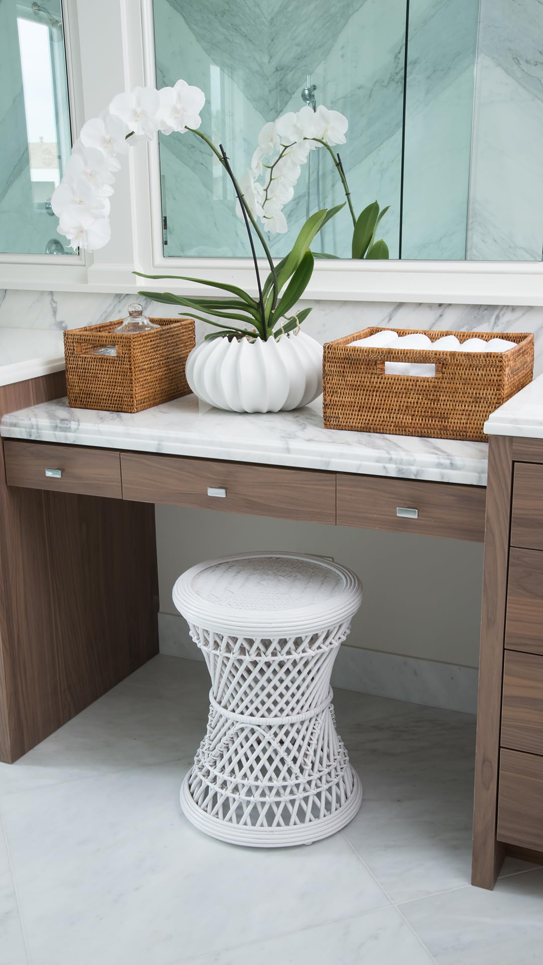 KOUBOO La Jolla Rattan Shelf Handles, Medium, Honey-Brown Storage Basket,