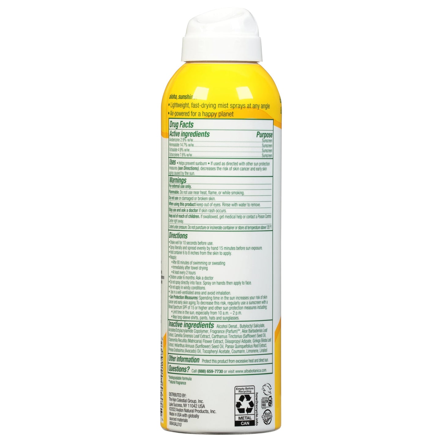 Alba Botanica Hawaiian, Coconut Spray Sunscreen SPF 50 6 oz (Pack of 5)5