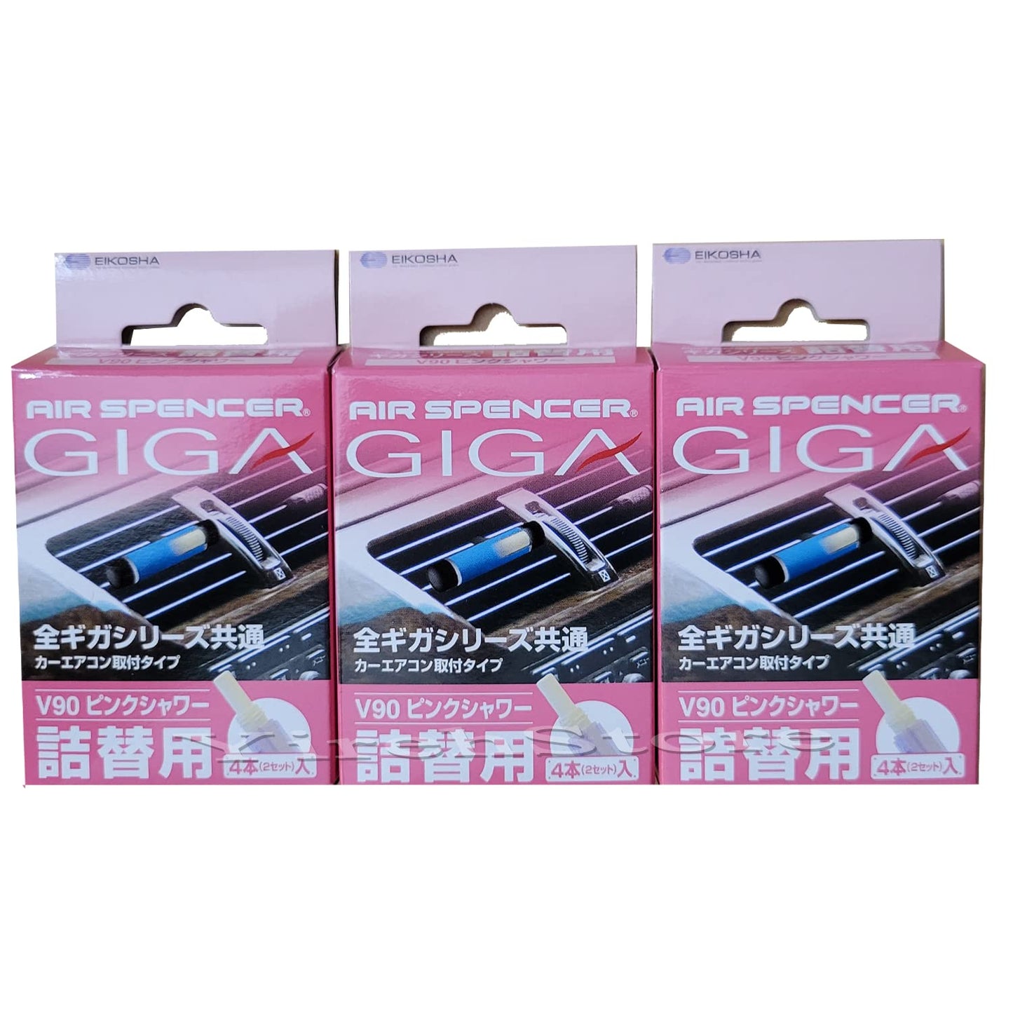 Air Spencer Giga Clip Stick REFILL 3-Box Pink Shower Scent, Designed for GIGA Sylpheed, Clip, Clipia II, Bijou, Cross, LuxDry, Rijoure Refill