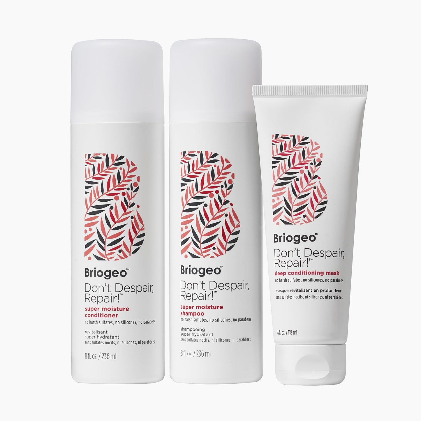 Briogeo Don't Despair, Repair! Hair Repair Reset Kit | Contains Super Moisture Shampoo, Conditioner & Deep Conditioning Mask | Repairs Dry, Damaged or