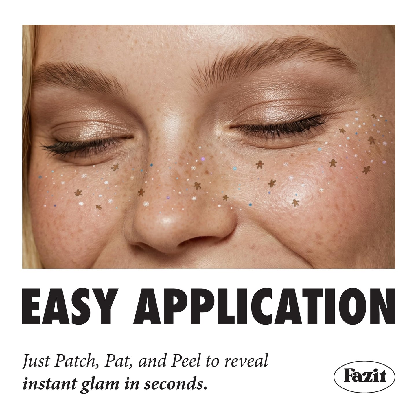 Fazit Makeup Patches - Gingerbread Speckles - Glow Up Make-Up Patches - Cute Glitter Makeup Accessories for Women - Cosmetic Glitter for Face