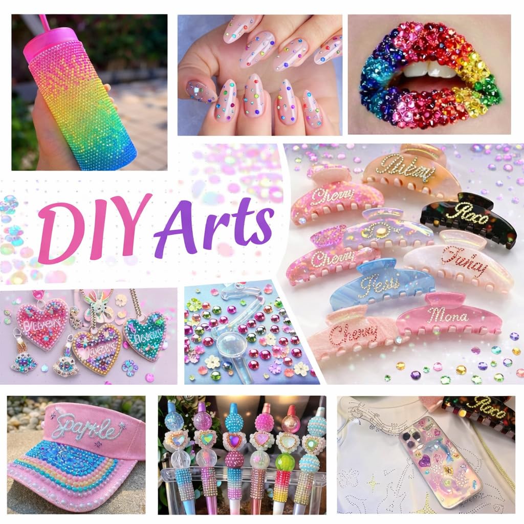 32000Pcs 24 Colors Jelly Rhinestones for Bedazzling,Mix Colors Bedazzling Kit with Rhinestones,3MM SS10 Colorful Resin Flatback Gems with Nail Glues Beauty and Personal Care BlissVeritura