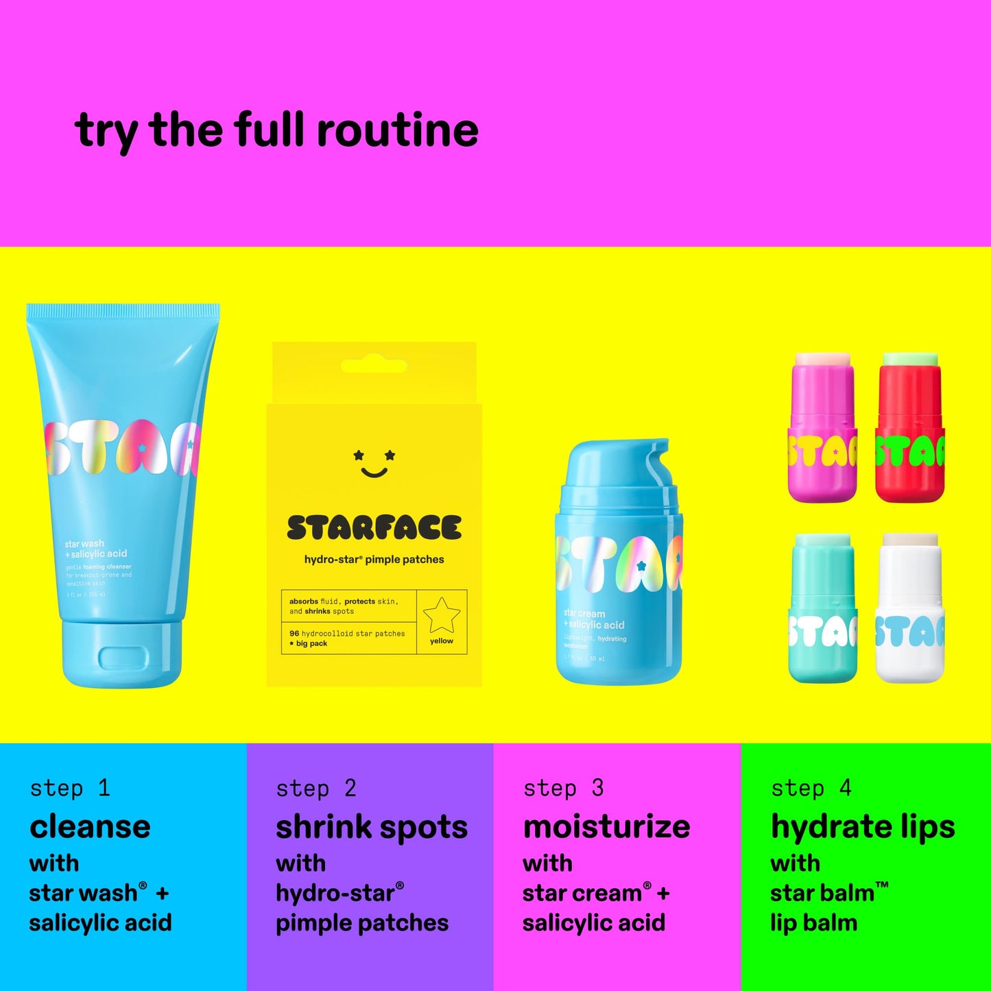 Starface Hydro-Star Pimple Patches + Big Yellow Compact, Clinically Proven Spot Shrinking in 6 Hours, Absorb Fluid and Reduce Redness, Hydrocolloid
