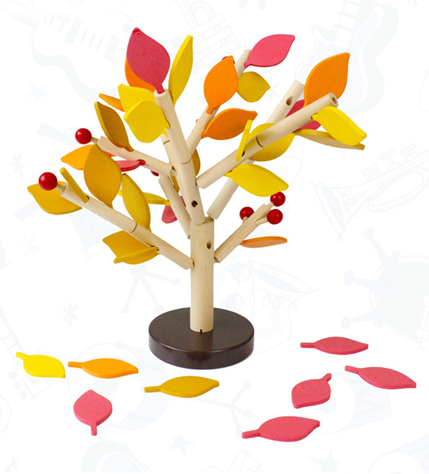 Carykon Wooden Tree Building Blocks – DIY Assembly Puzzle Toy for Kids Ages 3+, Educational Early Learning & Home Decoration (Yellow)