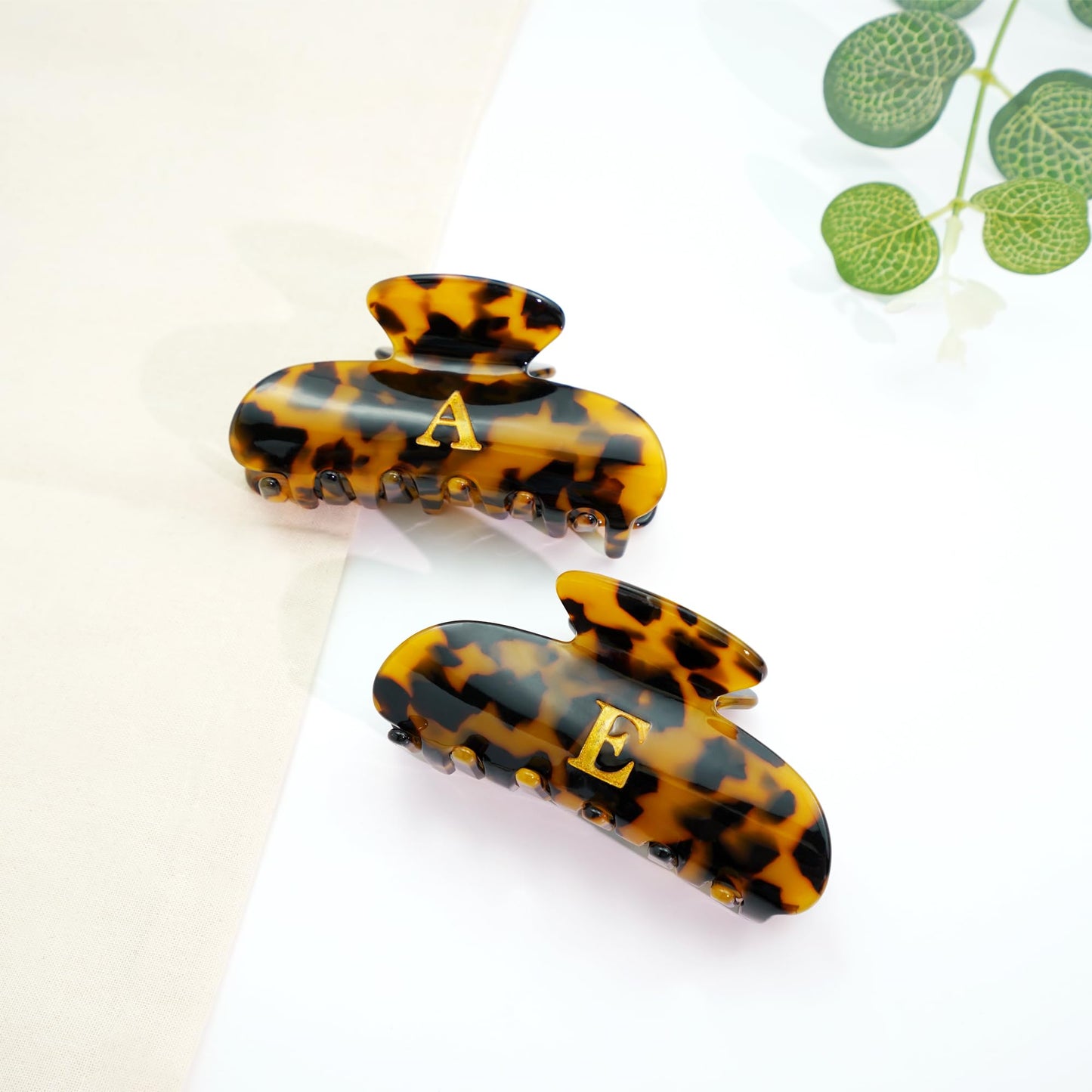 Fohufo Initial Cute Hair Clips - Tortoise Shell Letter Elegant Hair Claw Clips, Glitter Claw Clips Durable Hair Clips, Wedding Gift, Bridesmaid Gifts Beauty and Personal Care Fohufo