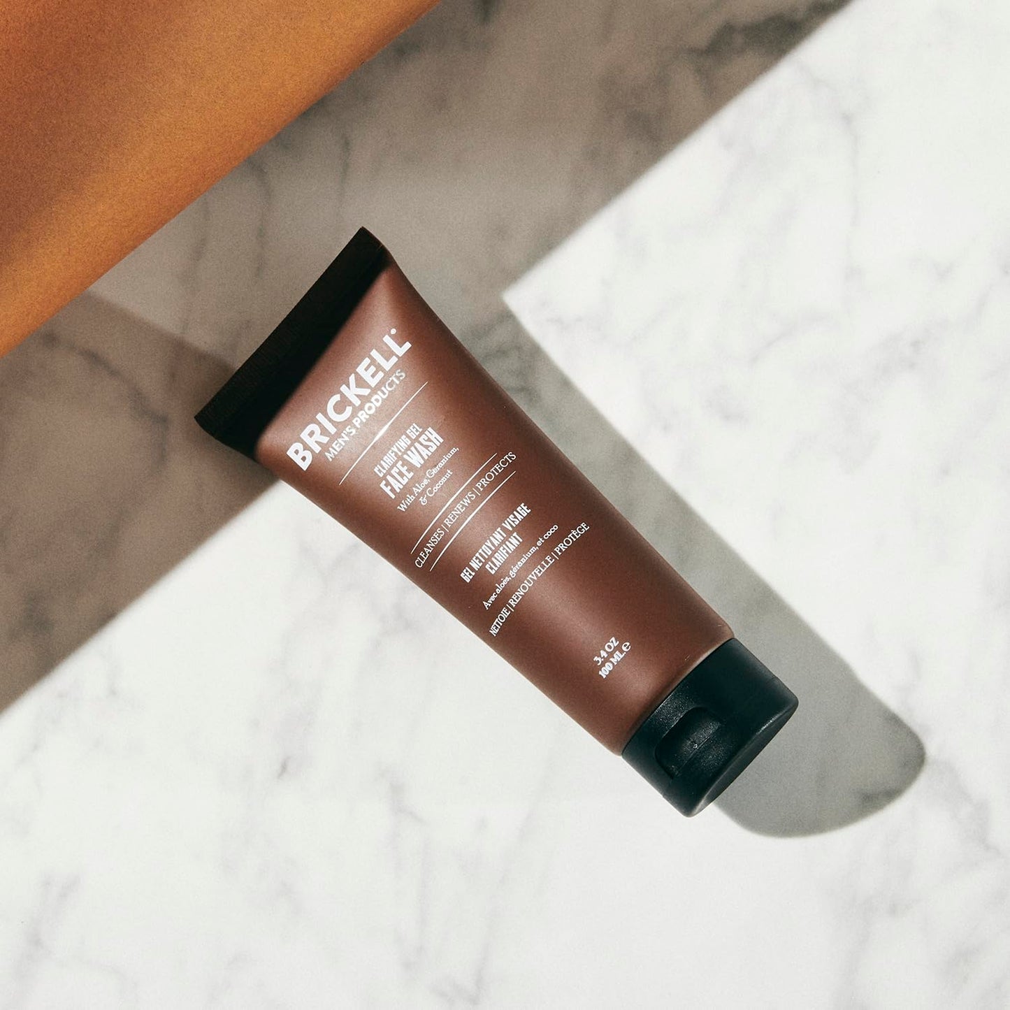 Brickell Men's Clarifying Gel Face Wash for Men, Natural and Organic Rich Foaming Daily Facial Cleanser Formulated With Geranium, Coconut and Aloe