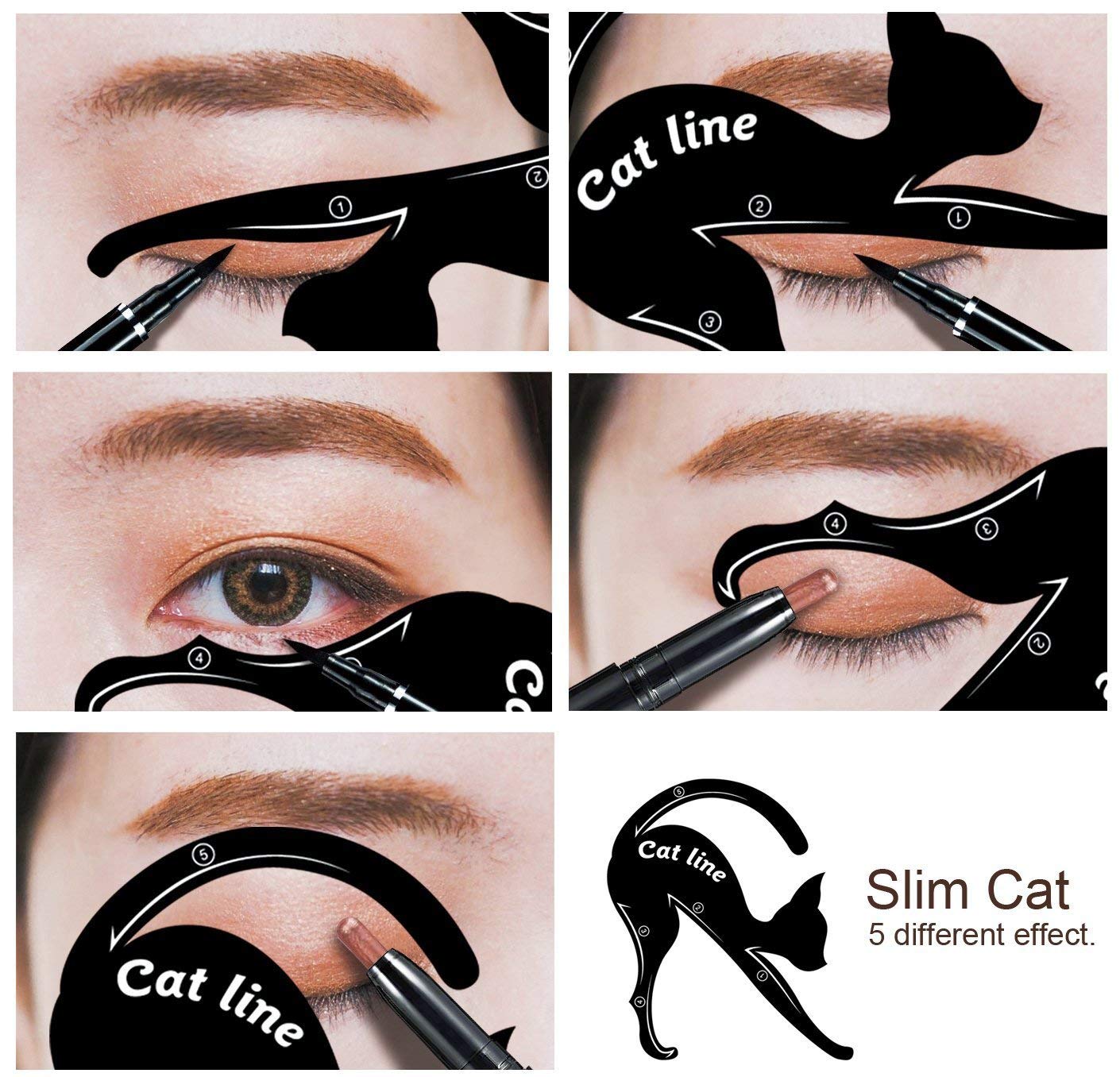 Garden Of Arts Cat Line Eyeliner Stencil, Smoky Eyeshadow Applicators Template Plate, Professional Multifunction Black Cat Shape Eye liner & Eye…