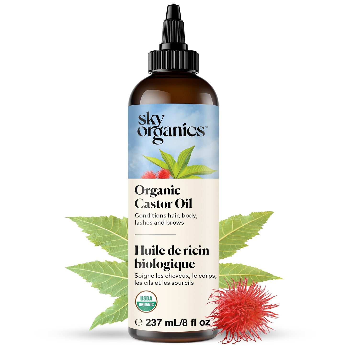 Sky Organics - Castor Oil Organic - Volumizing Hair Oil - Scalp, Lashes, Brows - Pure Castor Oil Cold Pressed - Natural Conditioner - Omega Fatty Beauty and Personal Care Sky Organics Default Title