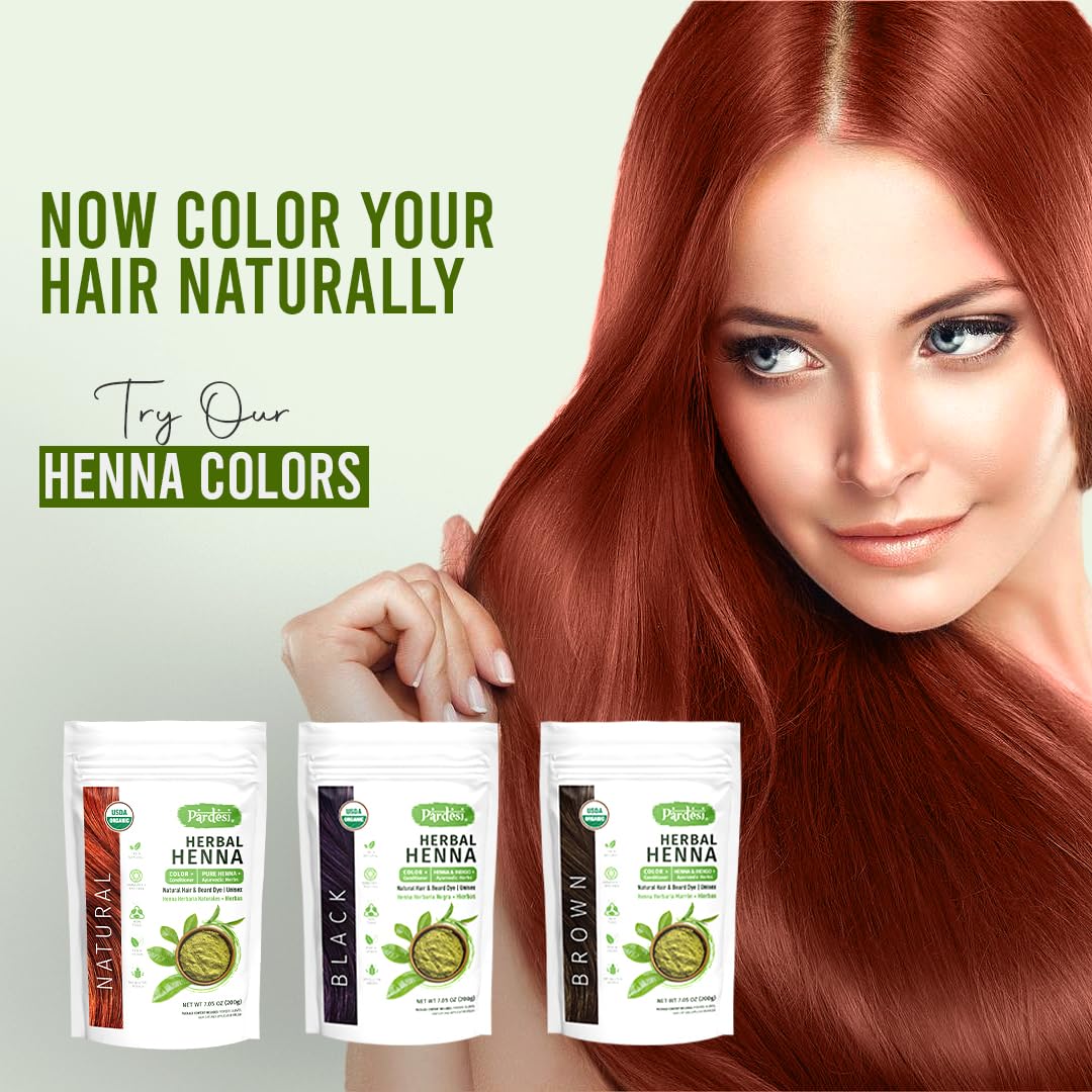 Pardesi Organic Henna Natural 200g - Natural Hair Color & Conditioning Treatment | Halal, Non-GMO, Vegan | Chemical-Free