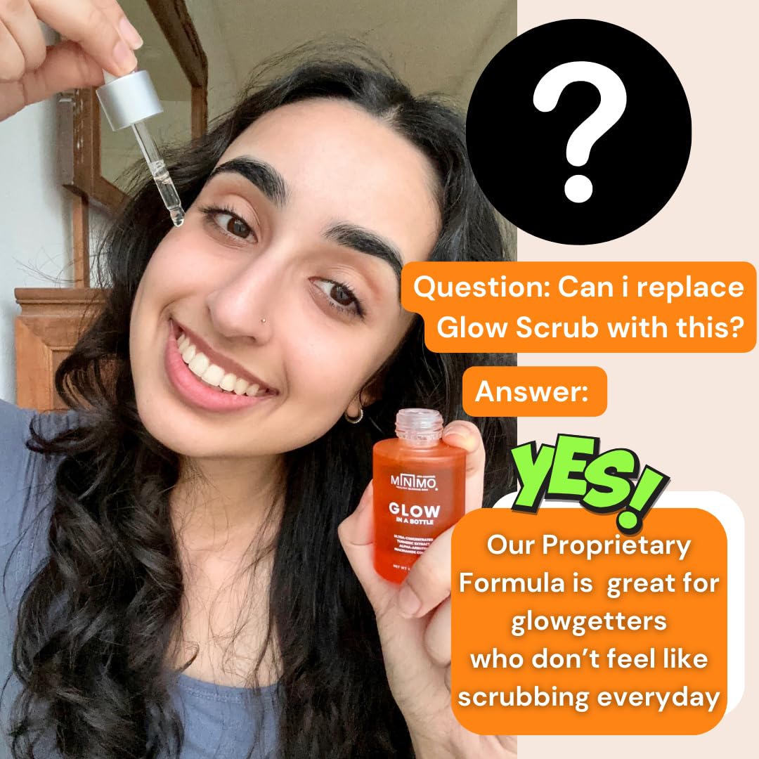 Minimo Glow in a Bottle with Ultra-Concentrated Natural Turmeric Skin Brightening Oil for Dark Spots | Turmeric Facial Repair Serum Cleanses Skin