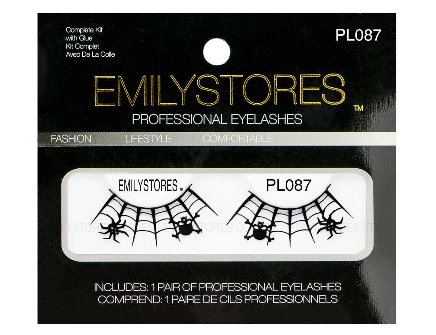 EMILYSTORES Dark-Skull Spider Web Eyelashes For Halloween Decals Costume Witch Ghost Dracula Vampire Masquerade Lashes 1 Pair
