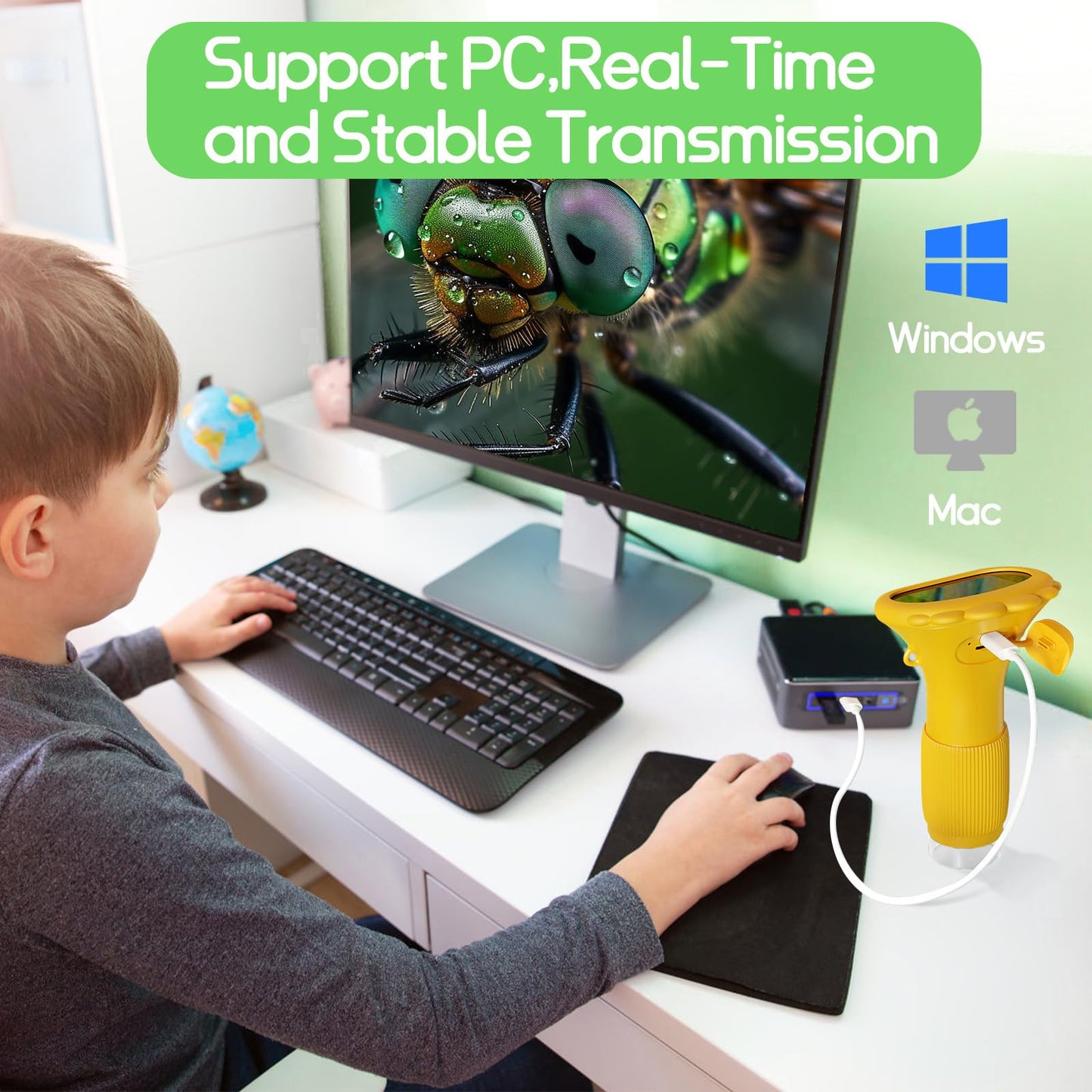 WINWEND Kids 1000X Pocket Microscope – Portable Digital Mini Microscope for Photos & Videos, STEM Toy for Ages 3-10 Boys & Girls