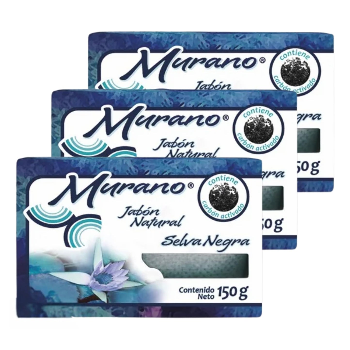 Murano Activated Charcoal Soap Bar Pack of 3 - Deep Cleansing Face & Body Soap for Oily & Acne-Prone Skin - Detoxifying, Oil Control, Pore Purifying