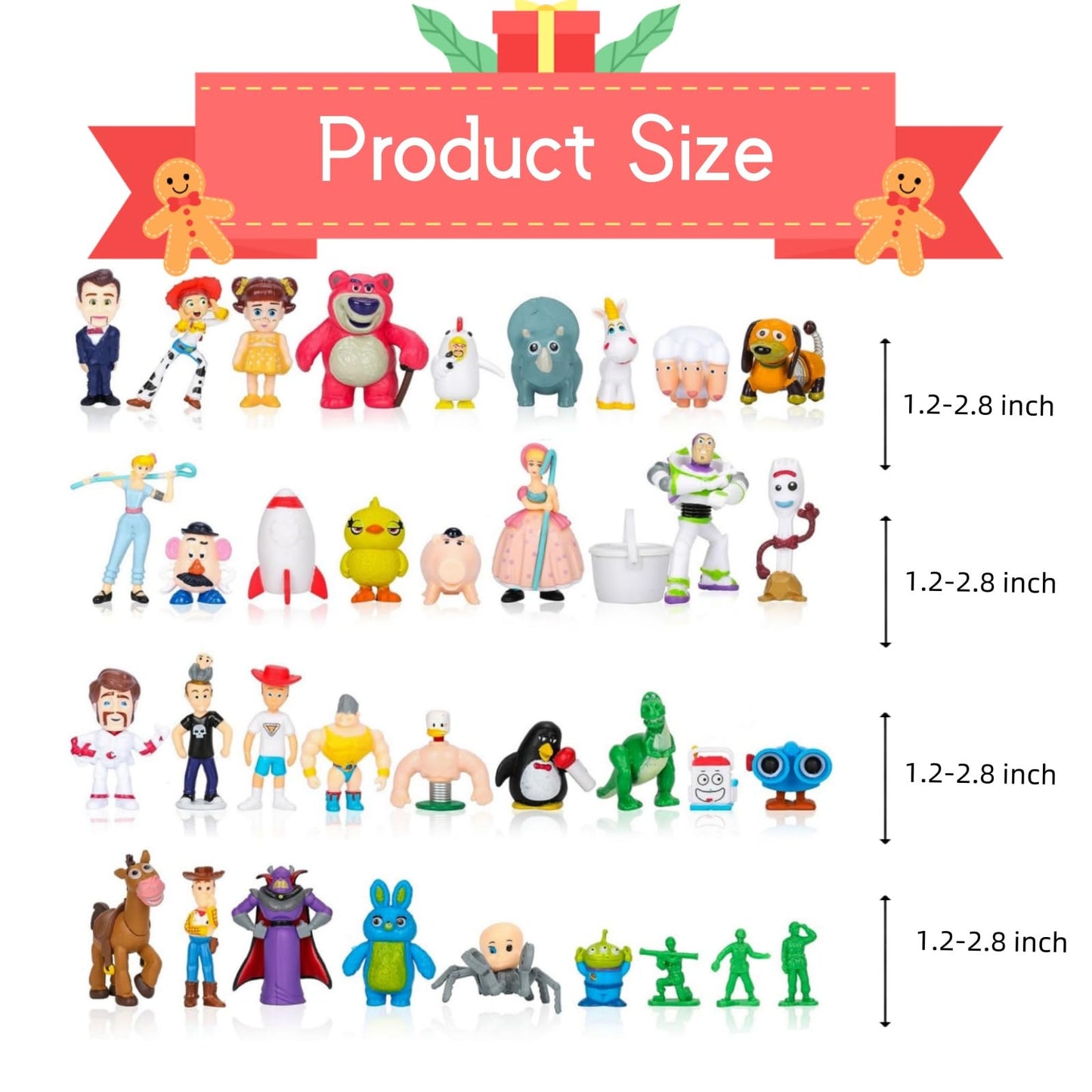 NLIEOPDA 36 Pack Anime Figurines Set - Woody Doll, Buzz Lightyear Toy, PVC Figures