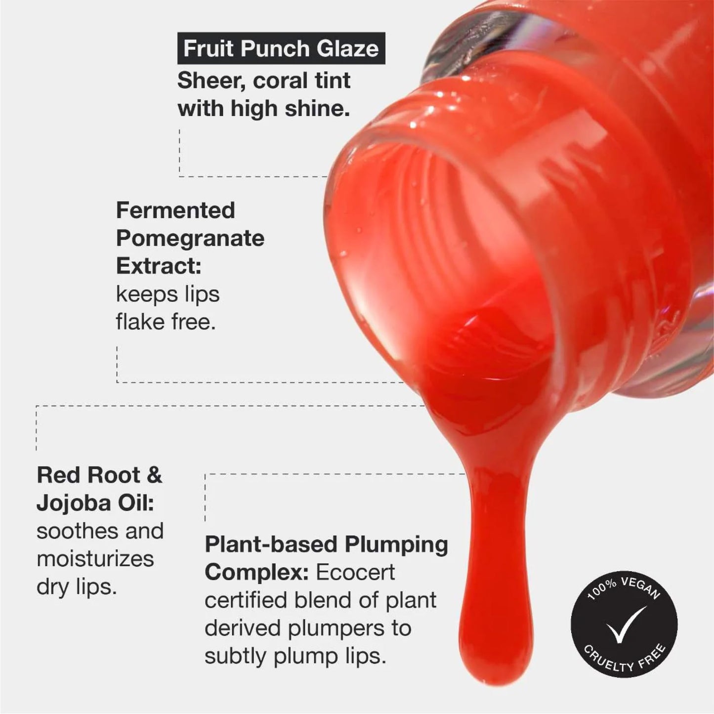INNBEAUTY Project Glaze Lip Oil Fruit Punch, Hydrating Vegan Lip Oil Gloss Hybrid, 0.2 OZ