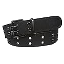 Double Hole Grommets Canvas Web Belt, Black | m (32"~34" waist)