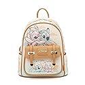 Wondapop - Stitch and Angel Hug It Out 11"" Vegan Leather Fashion Mini Backpack, Brown