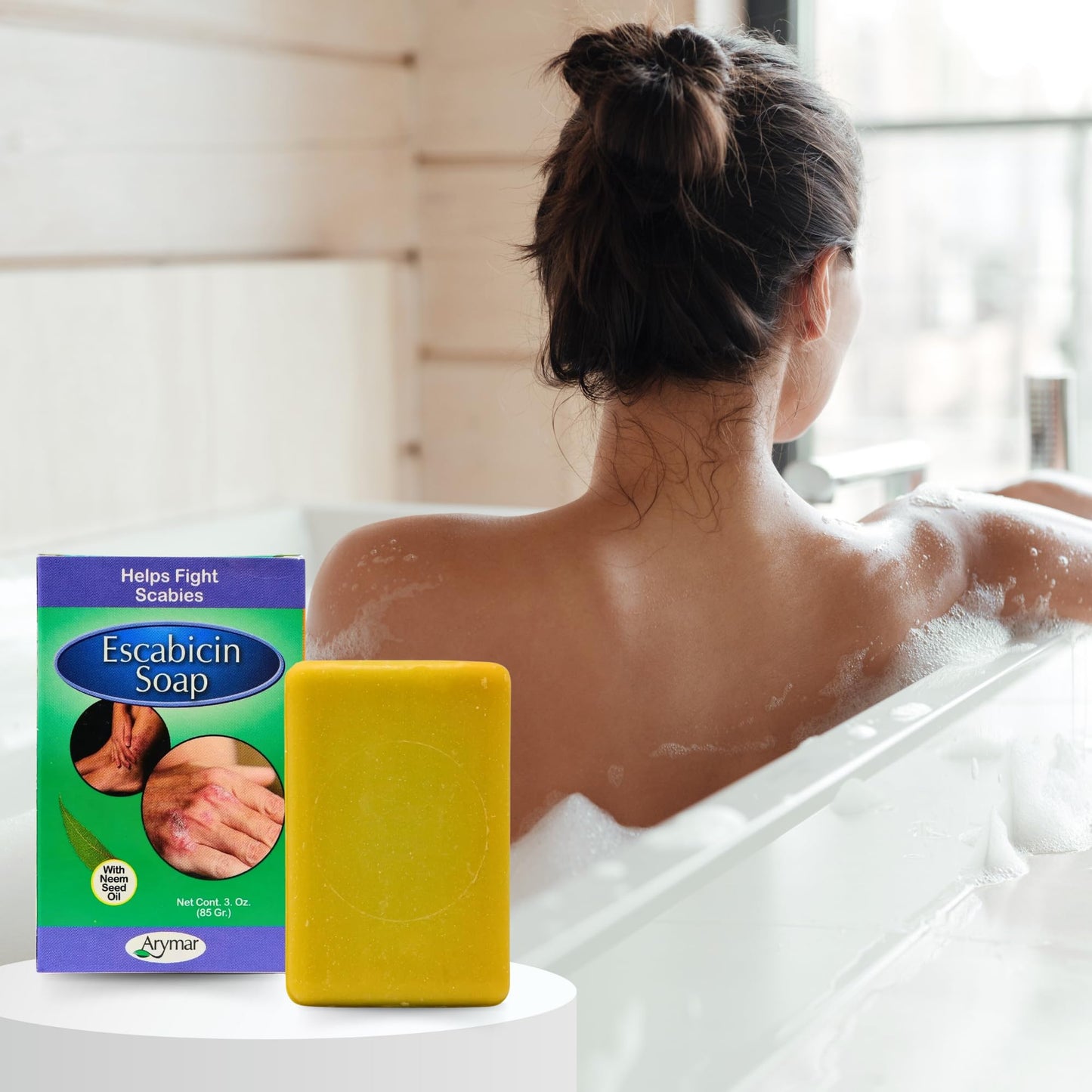Arymar Escabicin Sulfur Soap Bar with Neem Oil: 3 oz Deep Cleansing Formula for Oily Skin, Natural Bar for Body and Face, Helps Clear Pores
