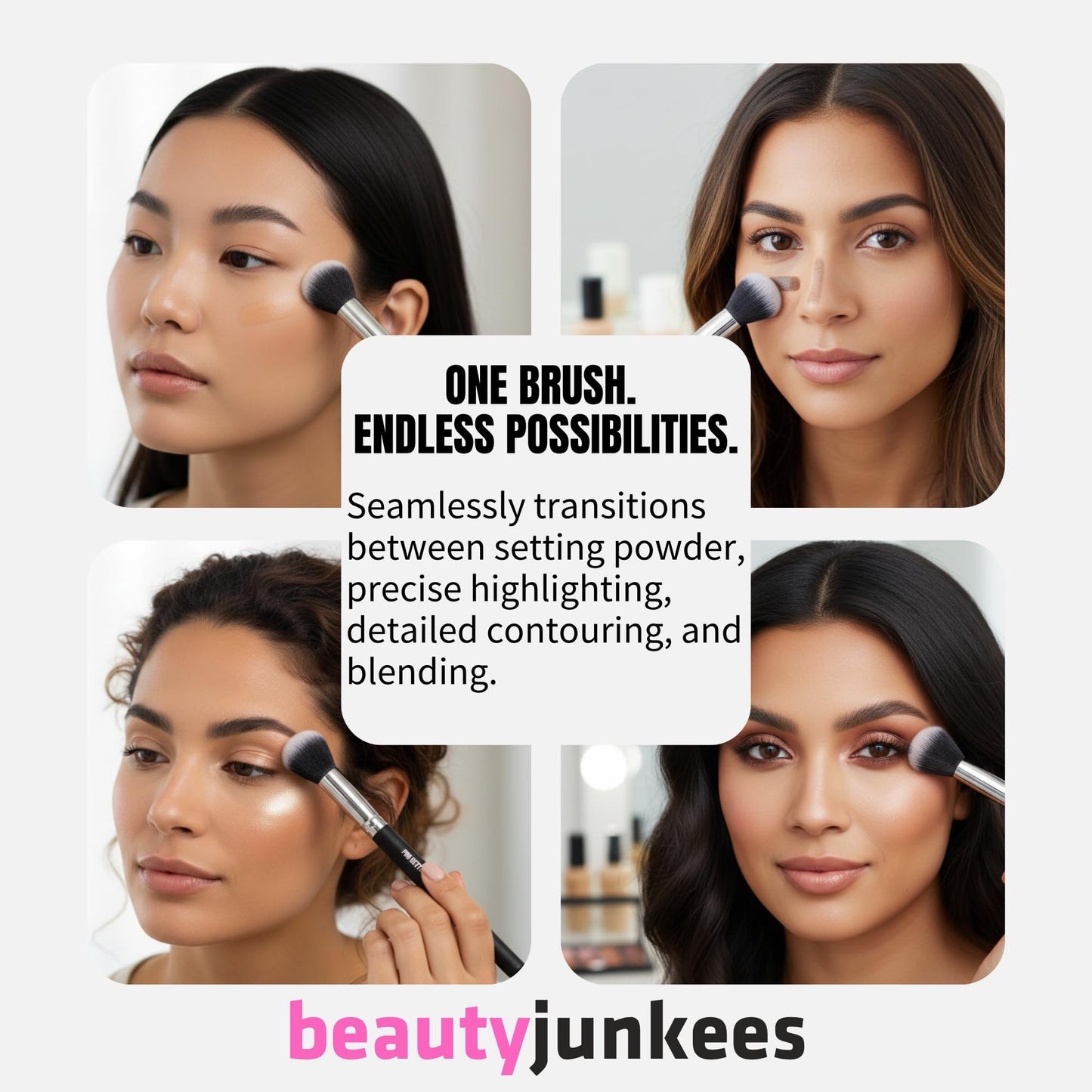 Beauty Junkees Concealer Brush Under Eye - Small Soft Fluffy Tapered Synthetic Cruelty Free Vegan Makeup Brush for Precision Setting Powder