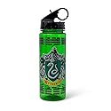 Silver Buffalo Harry Potter Movie 1-8 Slytherin Crest with Dashes Tritan Water Bottle, 20 Ounces