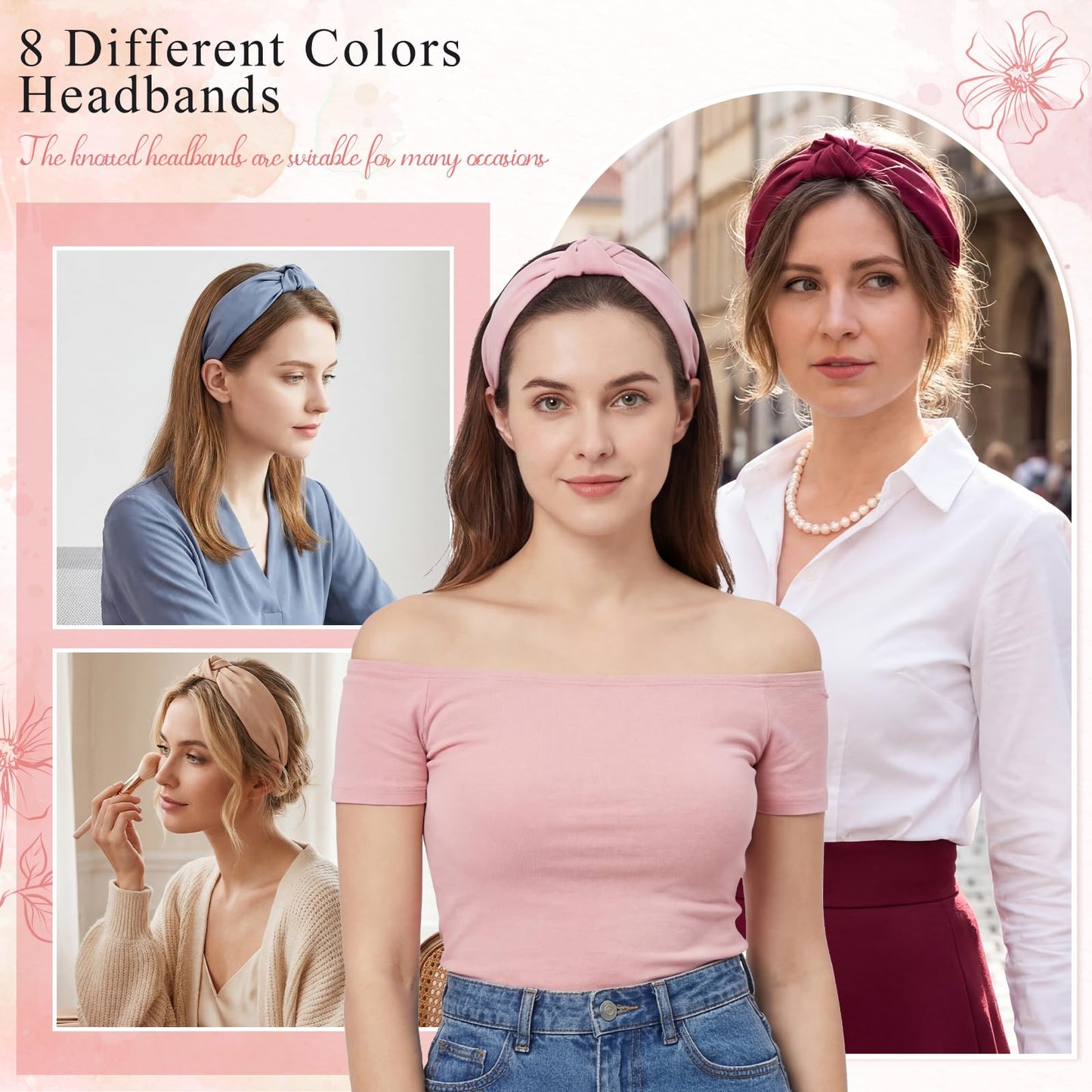 obeoby 8 Pack Knotted Headbands, Teacher Headbands for Women Beauty and Personal Care obeoby