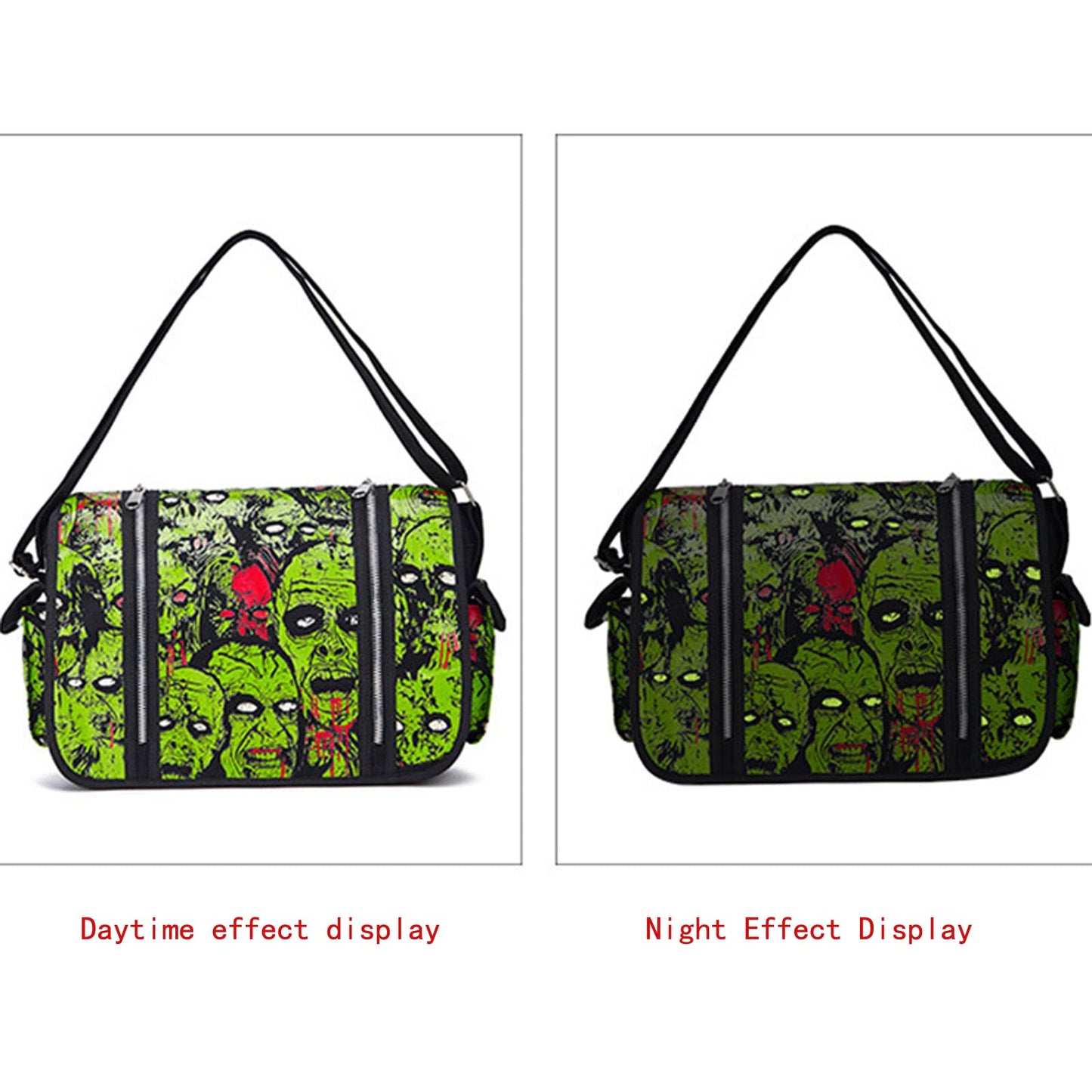 MEOKIM Gothic Canvas Backpack with Printed Skull - Green Tote Bag