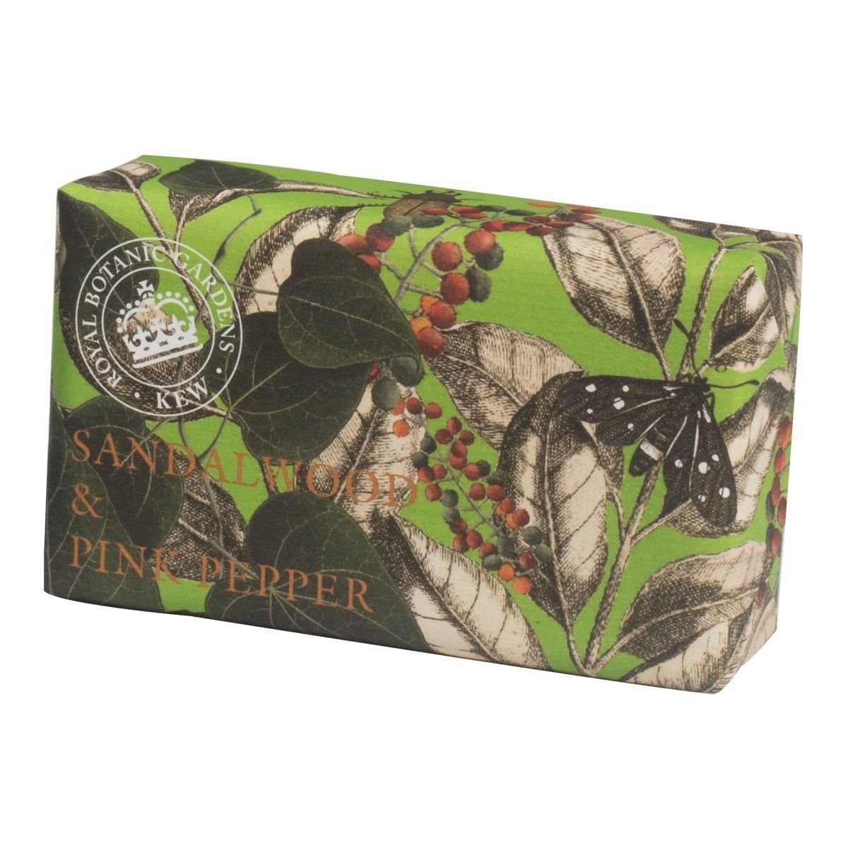 The English Soap Company Royal Botanical Gardens Kew Wrapped Soap Bar, Sandalwood and Pink Pepper Scent 240g
