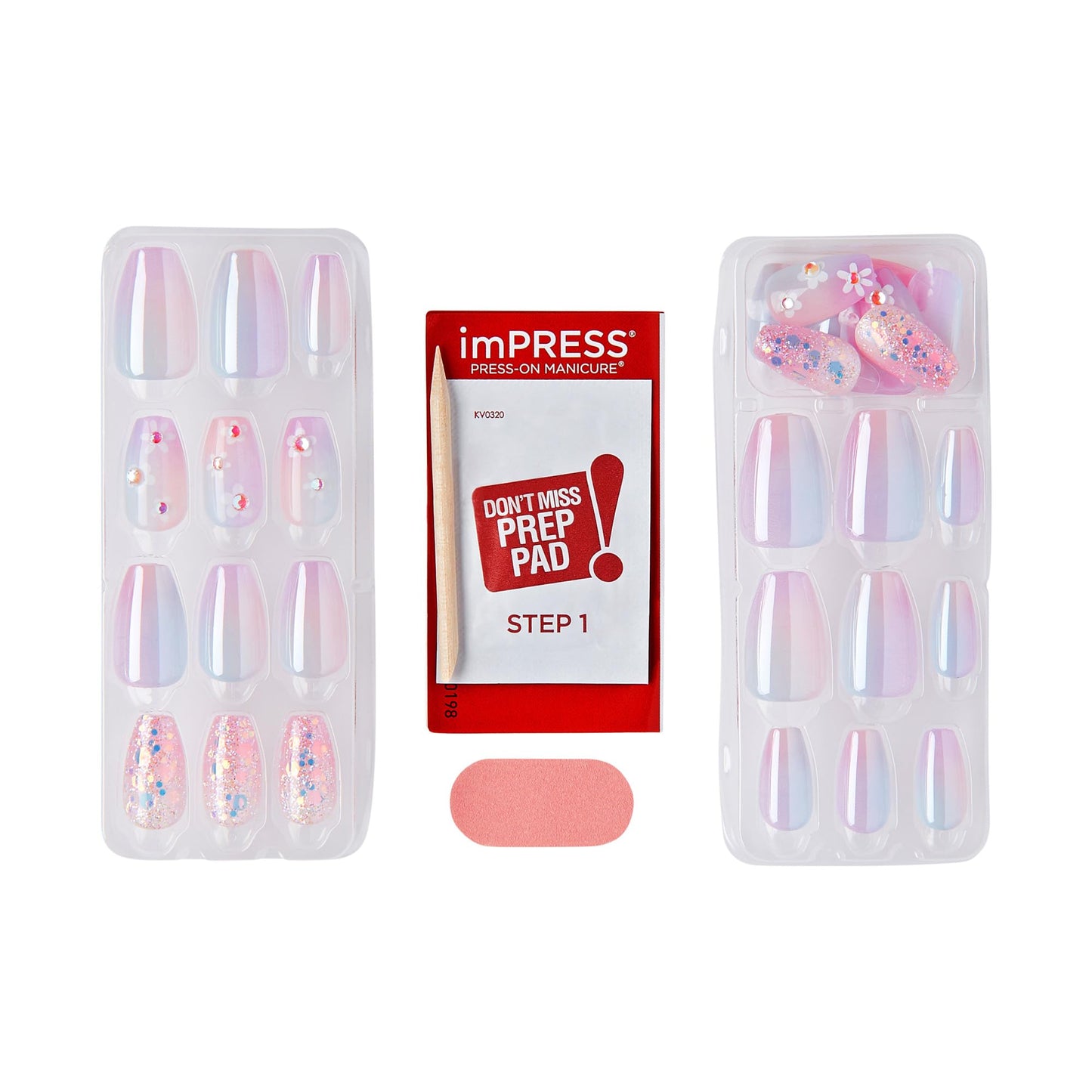 Kiss Impress Premium Press On Nails, Style ‘Portal’, Purple, Medium Coffin, No Separate Tabs, Nail Kit Contains 30 Fake Nails, Prep Pad, Mini Nail Beauty & Personal Care imPRESS