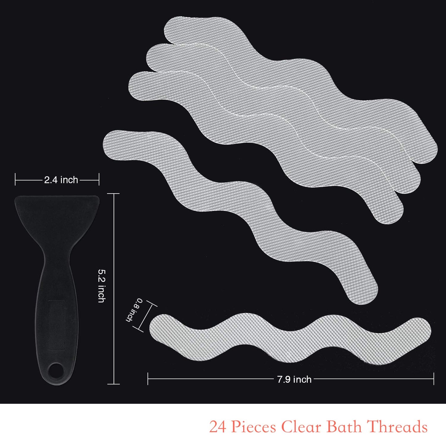 Secopad USA Patented Anti Slip Shower Stickers 24 PCS Safety Bathtub Strips Adhesive Decals with Premium Scraper for Bath Tub Shower Stairs