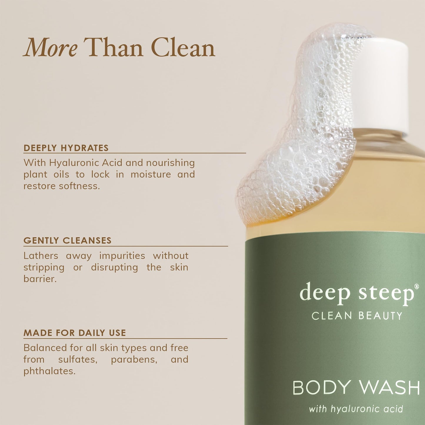 Deep Steep Body Wash, Lilac Blossom, 17 oz - Hydrating Shower Gel with Hyaluronic Acid, Shea Butter, Aloe Vera & Argan Oil - Vegan, Clean Beauty