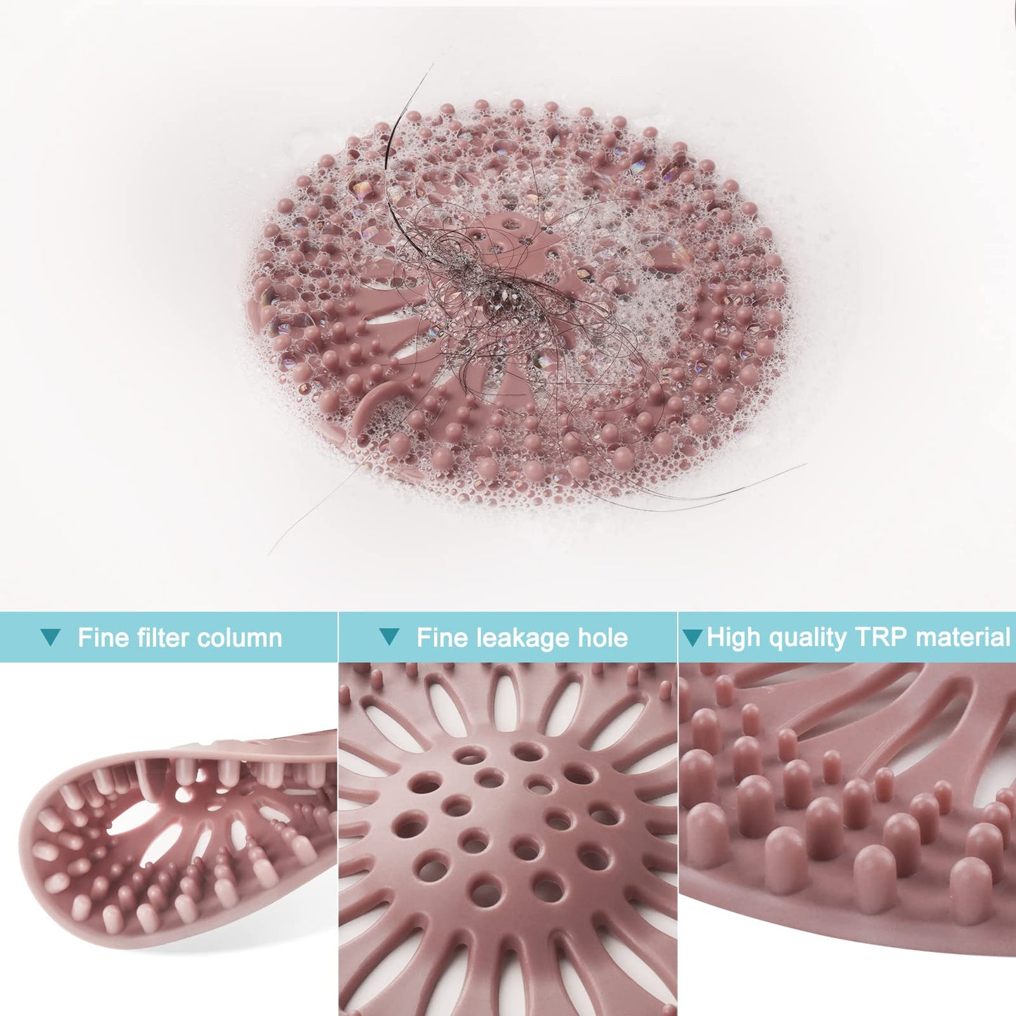 Gotega Sink Drain Strainers, Hair Catcher Shower Drain Covers, Flexible TPR Material, Multi-Color for Bathroom Tub, Shower & Sink, 5-Pack