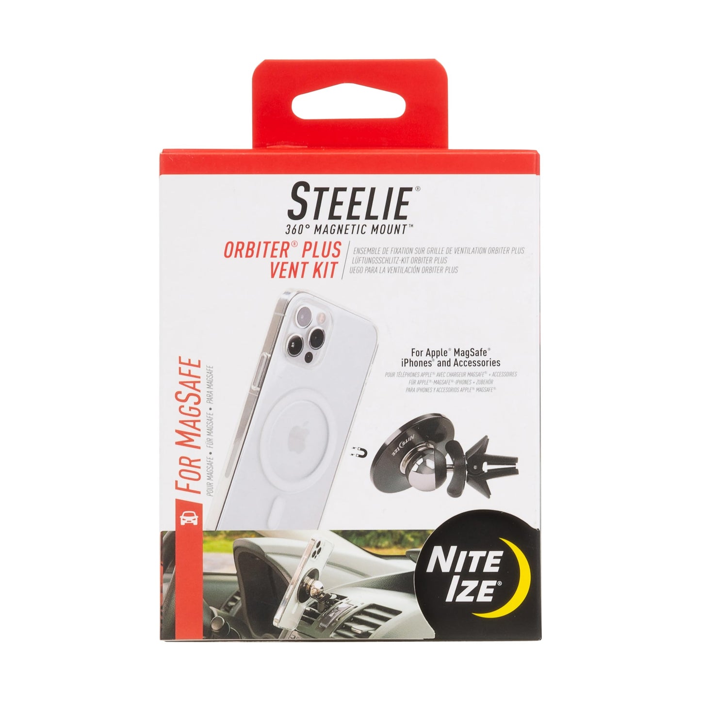 Nite Ize Steelie Vent Kit - Magnetic Cell Phone Holder for Car Vents - Phone Mount - Orbiter Plus
