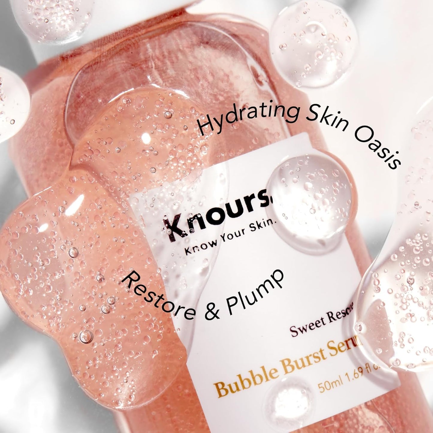 Knours. Balancing 5xHA + Gromwell Root Bubble Burst Serum, Rose Water Niacinamide Hydrating Improve Tone Korean Skincare Clean Beauty (50ml 1.69fl.