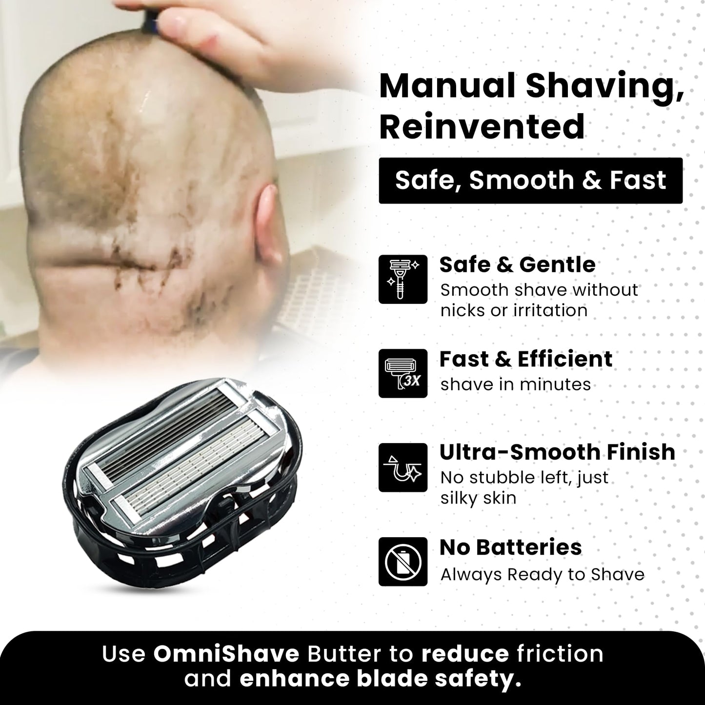 Premium Omnishaver Bi-Directional Shavers for Men & Women - 3x Faster Than Disposable Razors - Smooth, and Safe - Self-Cleaning, Self-Sharpening Razor Beauty and Personal Care OmniShaver