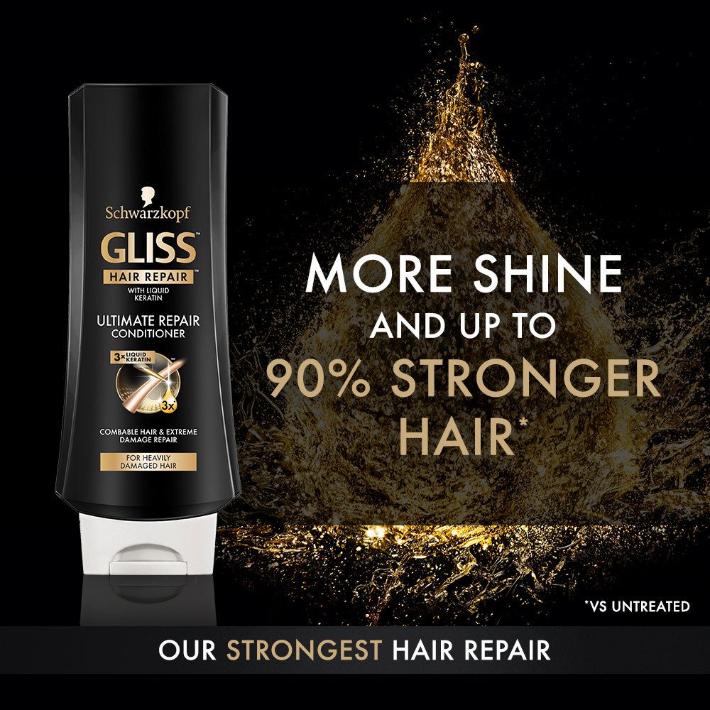 GLISS Hair Repair Ultimate Repair Set with Shampoo and Conditioner for Damaged Hair, Set of 2