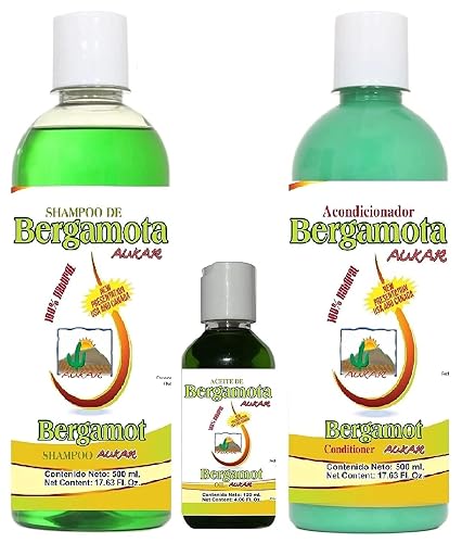 Bergamot Shampoo Conditioner & Oil (combo) 100% Natural Hair Regrowth Mustache and Beard, No More Dryness, Volume, Thickness and Brightness.