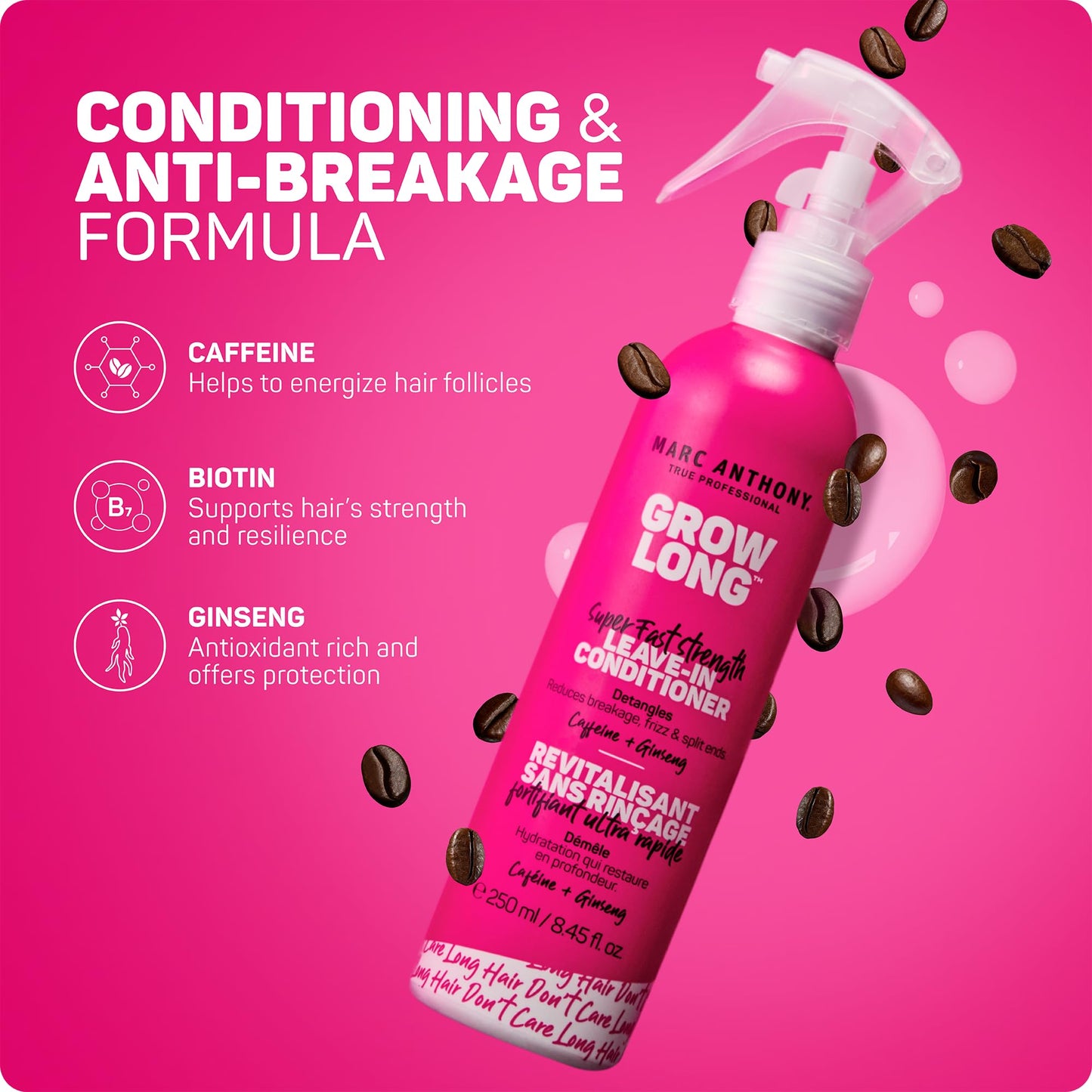 Marc Anthony Leave-In Hair Conditioner Spray for Long & Detangled Hair, Grow Long - Moisturizing & Deep Conditioning Detangler Spray with Biotin Beauty and Personal Care Marc Anthony