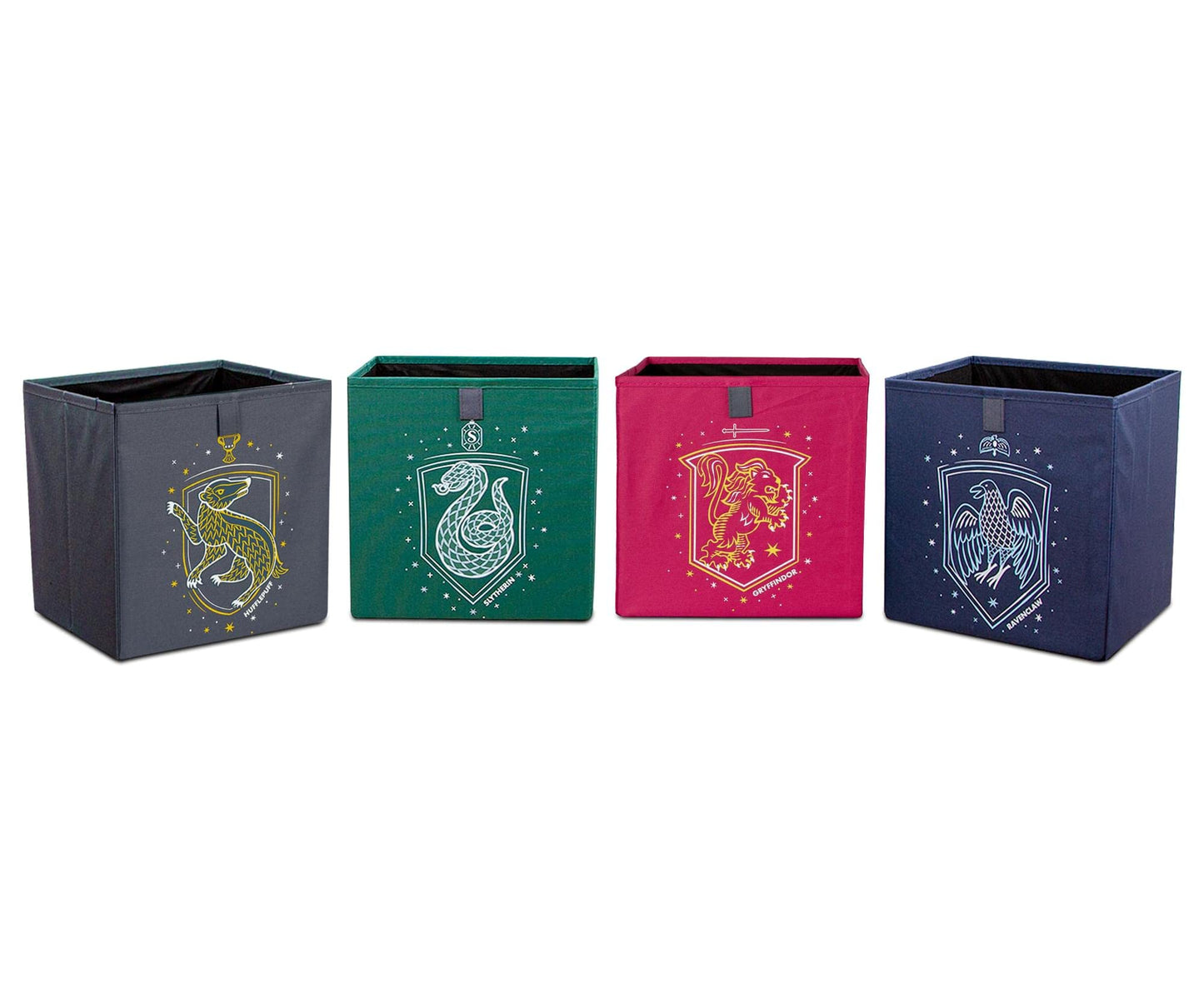 Ukonic Harry Potter Hogwarts Houses 11-Inch Storage Bin Cube Organizers, Set of 4 | Fabric Basket Container, Cubby Cube Closet Organizer | Wizarding…
