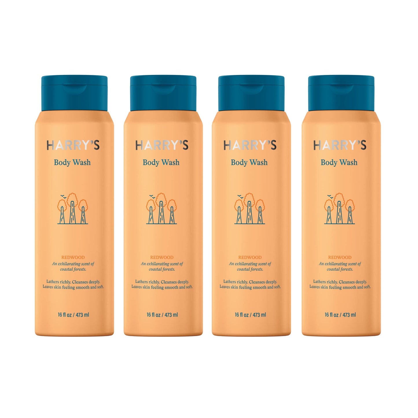 Harry's Body Wash for Men, Redwood, 16 Fl Oz (Pack of 4) - Packaging May Vary