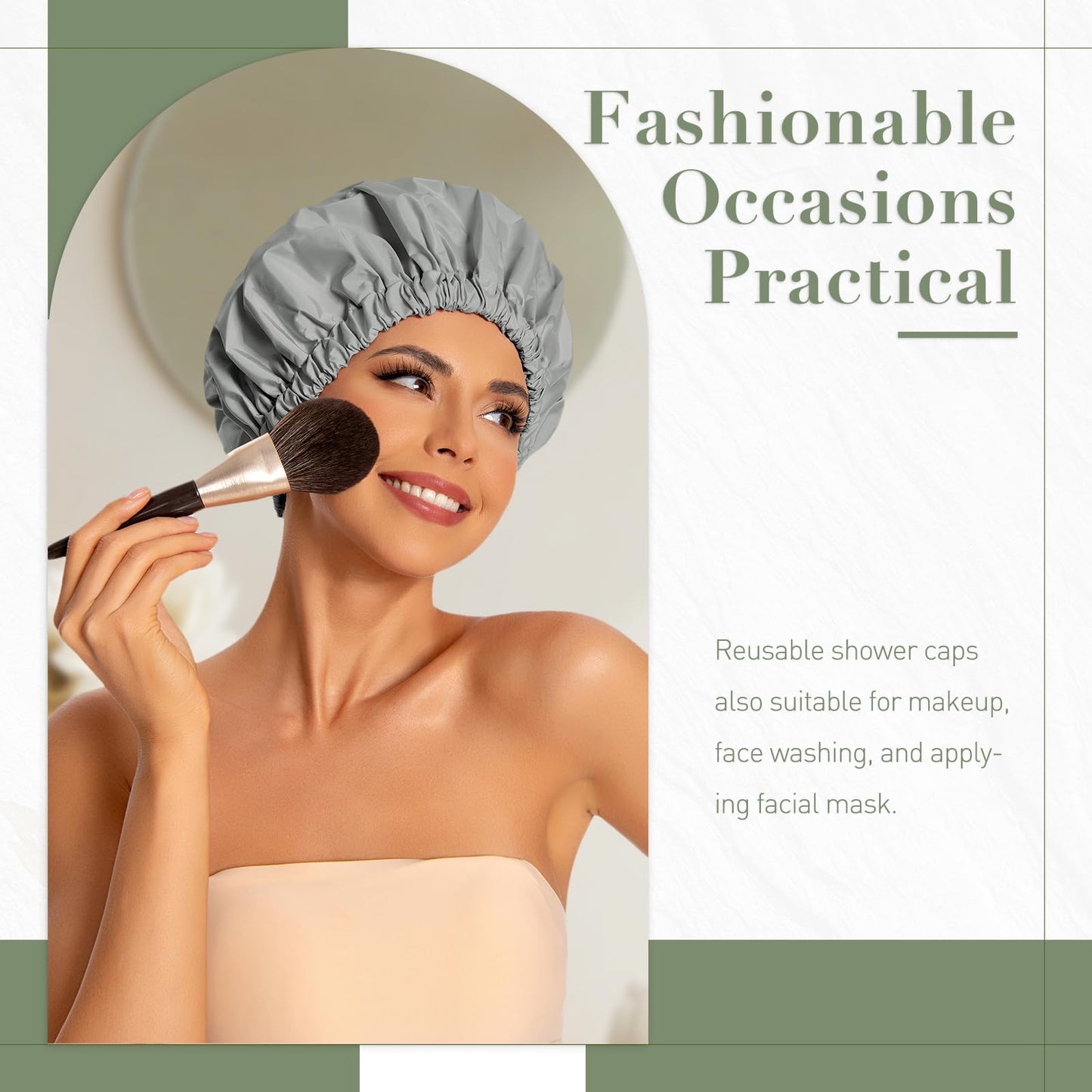 Edoneery Reusable Shower Caps for Women, Waterproof Long Hair Bonnet Beauty and Personal Care Edoneery