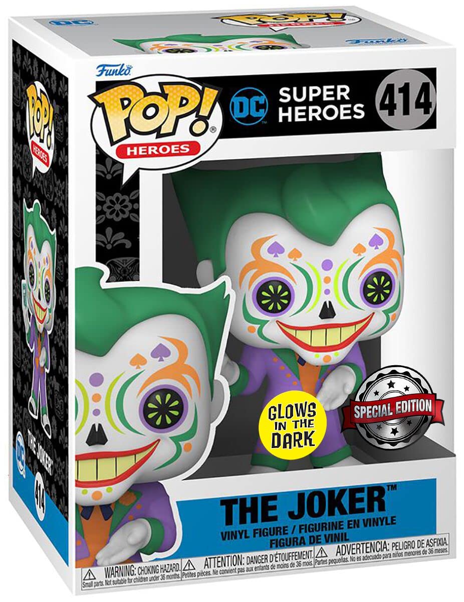 Funko POP Heroes: Dia De Los DC - Joker (Glow in The Dark), Amazon Exclusive, Multicolor, (58173)