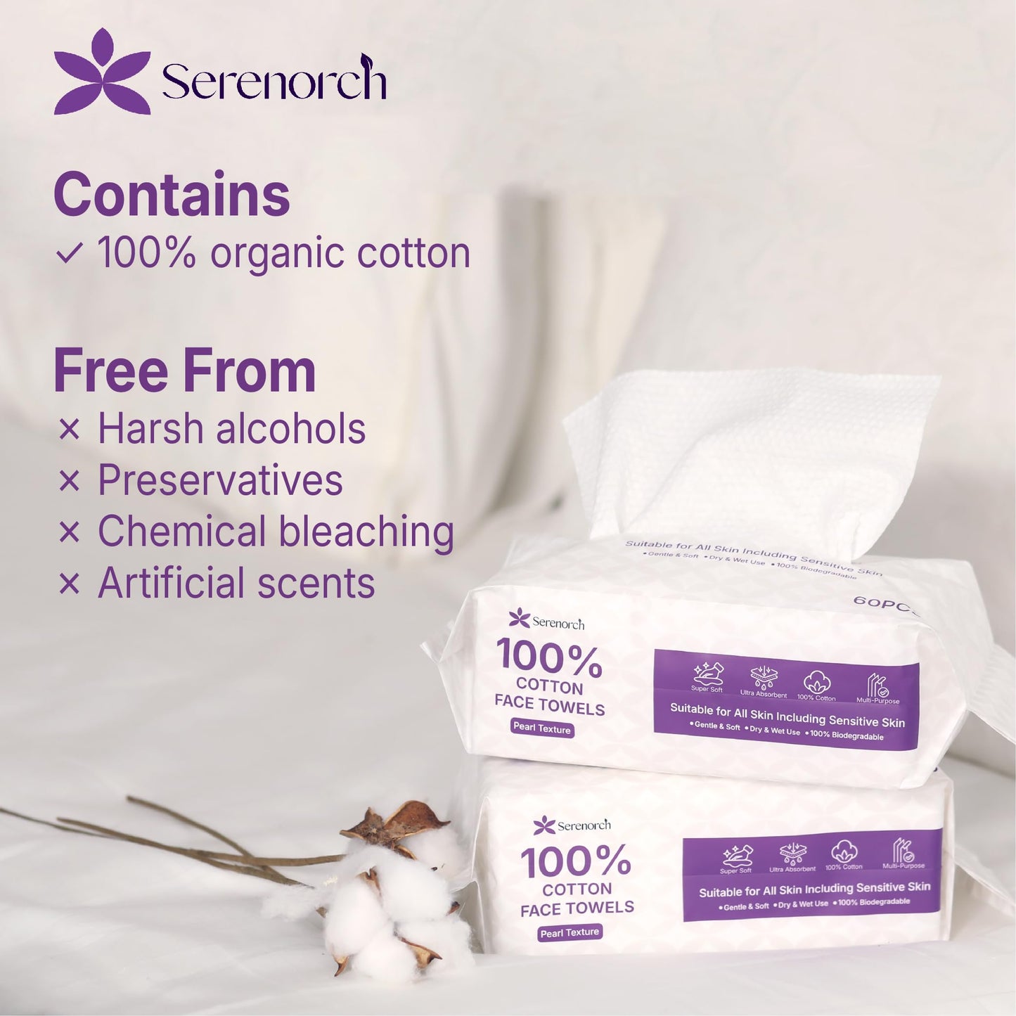 Serenorch Disposable Face Towels for Halloween, 10" x 12" Halloween Gifts for Sensitive Skin, Extra Soft Makeup Remover Dry Wipes, 50 Count Beauty and Personal Care Serenorch