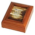 Dicksons Blessed Is Man Trusts Lord Walnut Finish Polymer Jewelry Box