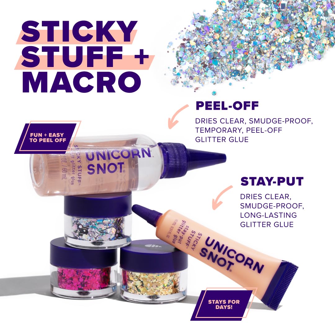 UNICORN SNOT Macro Face & Body Glitter | Cosmetic Grade Large-Particle Loose Glitter | Safe for Face, Easy Application & Removal - Silver (Lunar)