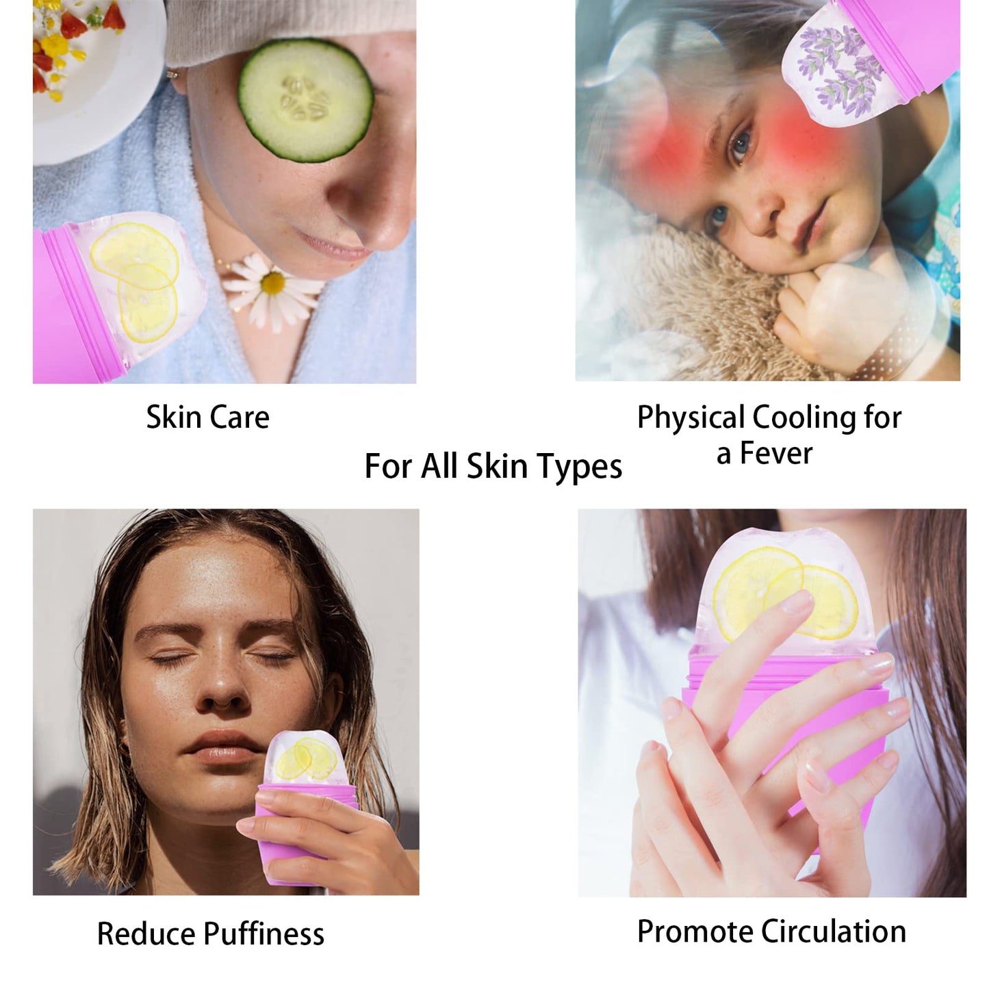 Evmliy Ice Face Roller, Silicone Ice Roller for Face to Tighten and Lift Skin, Face & Eye Puffiness Relief, Reusable Facial Ice Mold for Neck