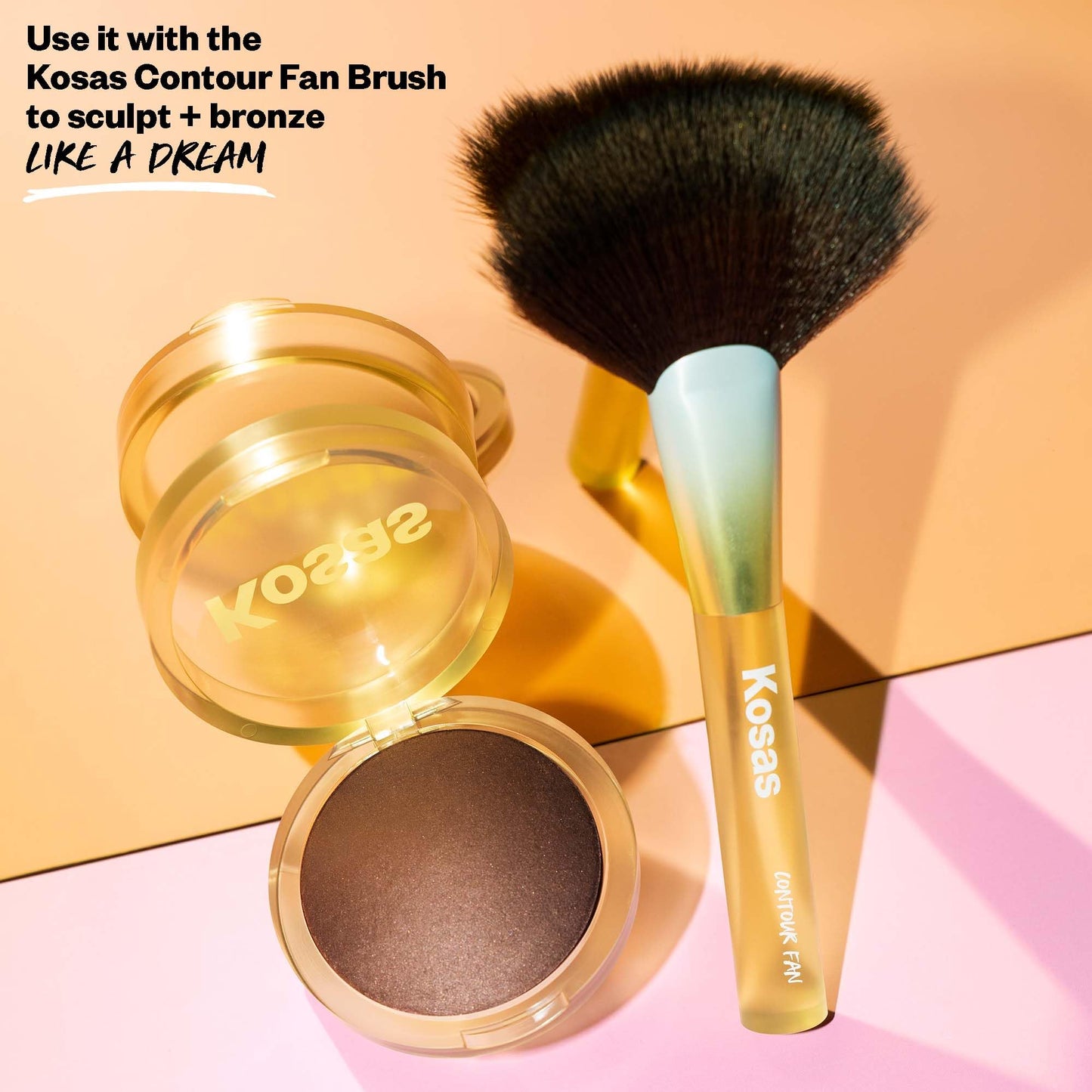 Kosas The Sun Show Glowy Warmth Baked Bronzer - Talc-Free Powder Bronzer for Face, Buildable Color, Natural Glow, Lightweight Finish, Paradise