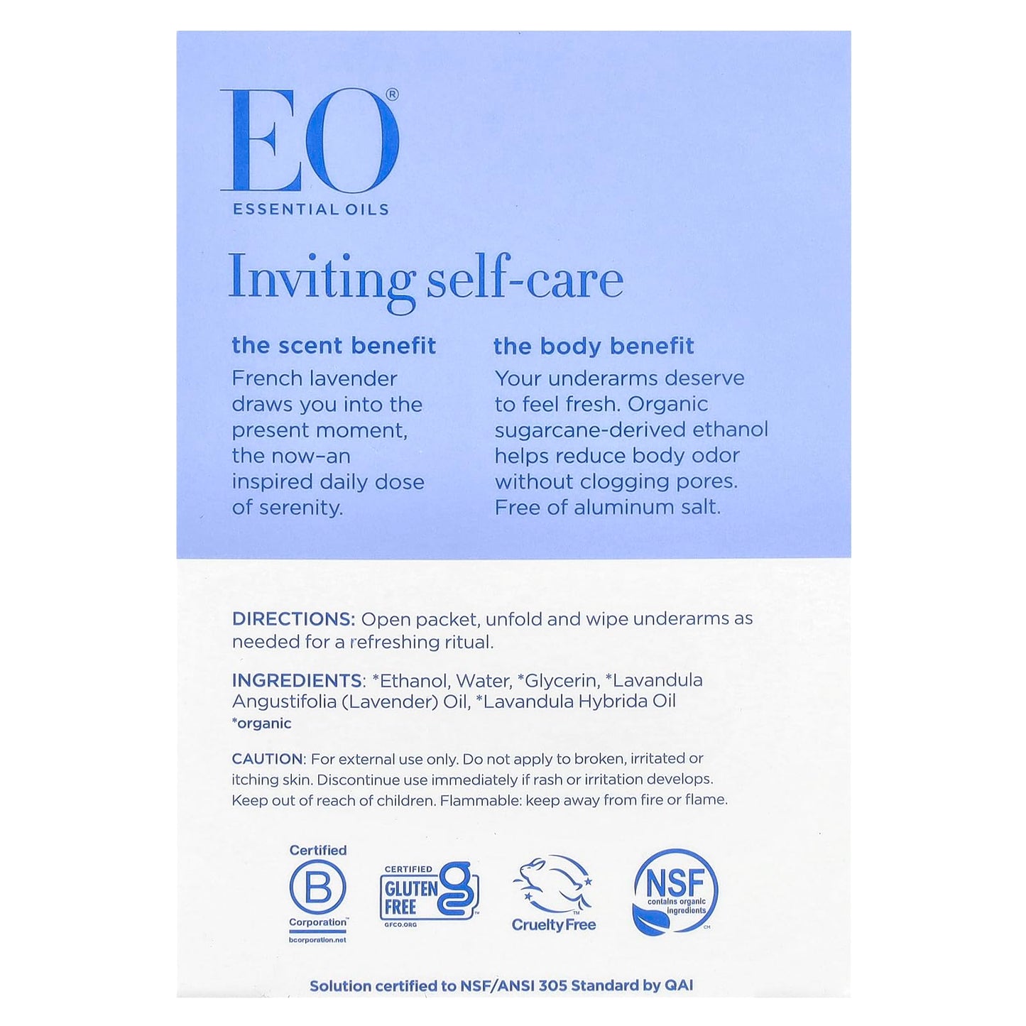 EO Deodorant Lavender Wipes, 6 Count Beauty and Personal Care EO