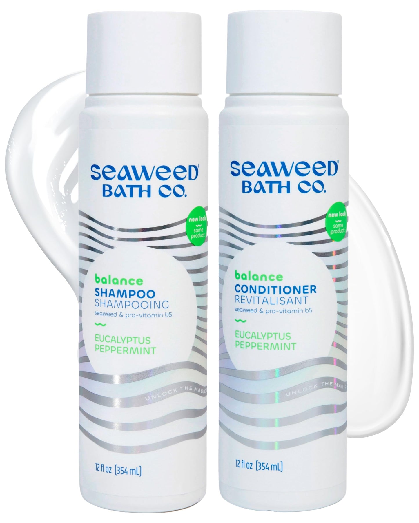 Seaweed Bath Co. Balance Shampoo and Conditioner Set - Eucalyptus Peppermint - Nourishing Hair Care with Vitamin E, Argan Oil, Coconut Oil